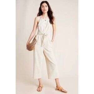 Anthropologie Greylin Chilmark Gingham Jumpsuit Women M Lined Wide Leg Zip Pkts